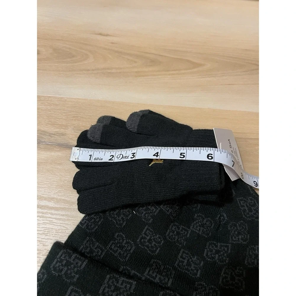 Jordan Black & Gray Kids Beanie Hat and Touchscreen Gloves Set